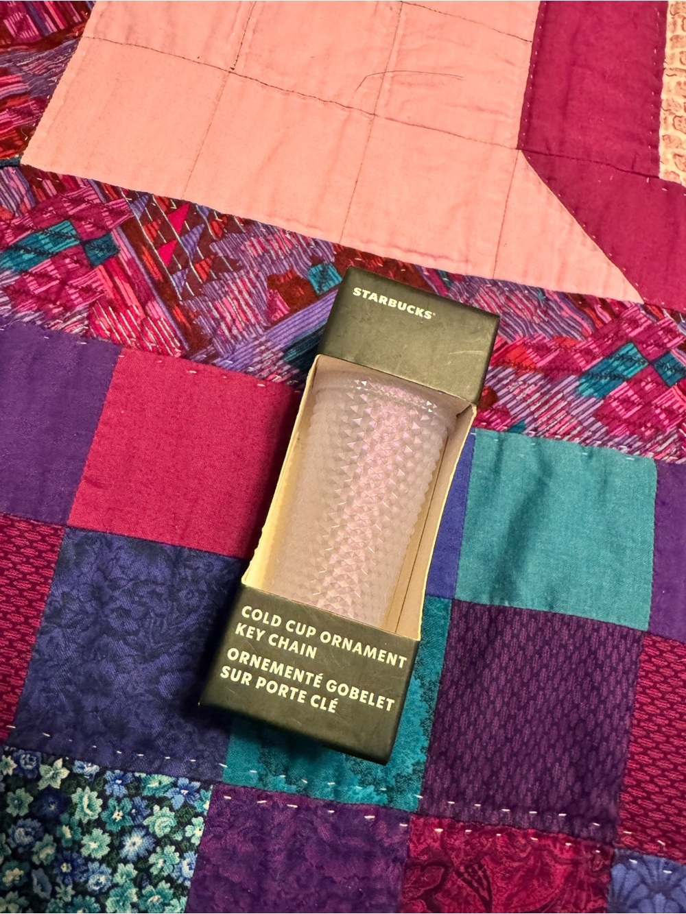 Starbucks Pink/Purple Iridescent Cold Cup Ornament Key Chain
